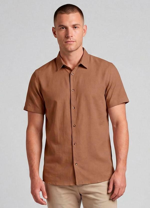 Select - Camisa Masculina Malha Flamê Marrom