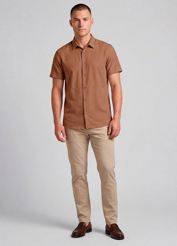 Select - Camisa Masculina Malha Flamê Marrom 2