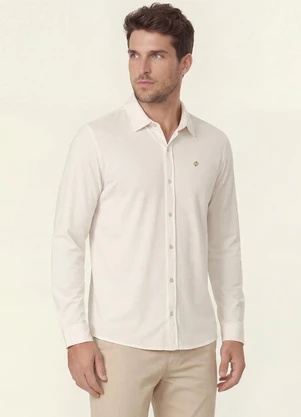 Diametro - Camisa Masculina Manga Longa Visco Cotton Bege - DIAMETRO
