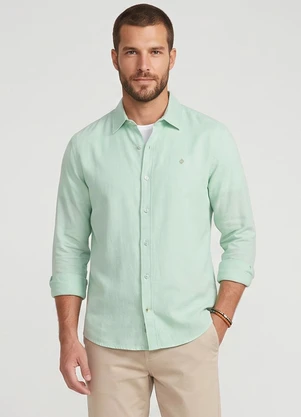Diametro - Camisa Masculina Manga Longa Visco Cotton Verde - DIAMETRO
