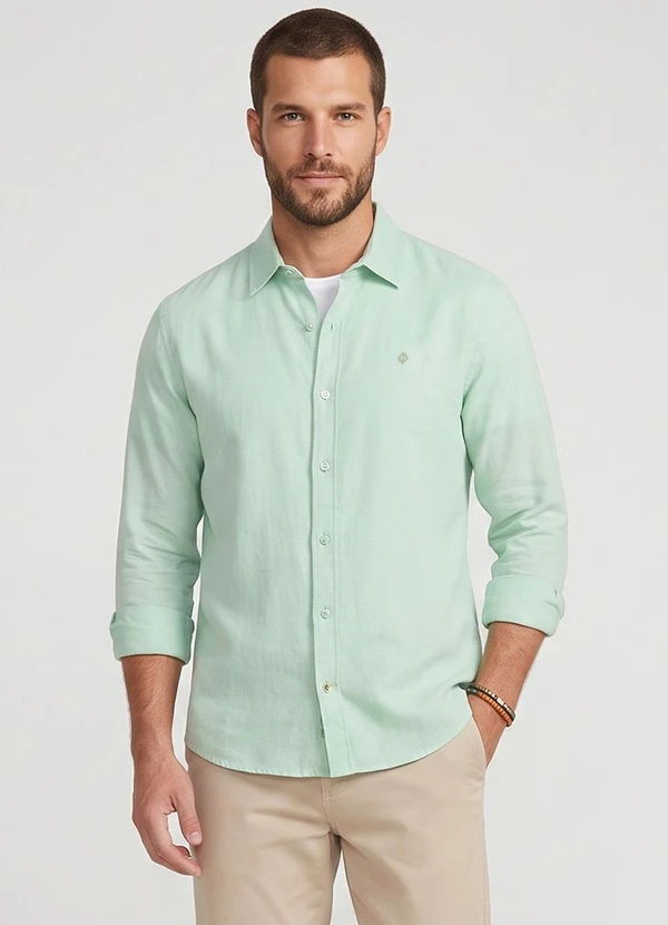 Diametro - Camisa Masculina Manga Longa Visco Cotton Verde