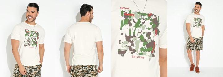 Camisa Off White com Estampa Localizada