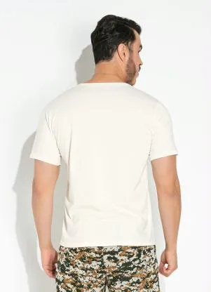 Moda Pop - Camisa Off White com Estampa Localizada - MODA POP