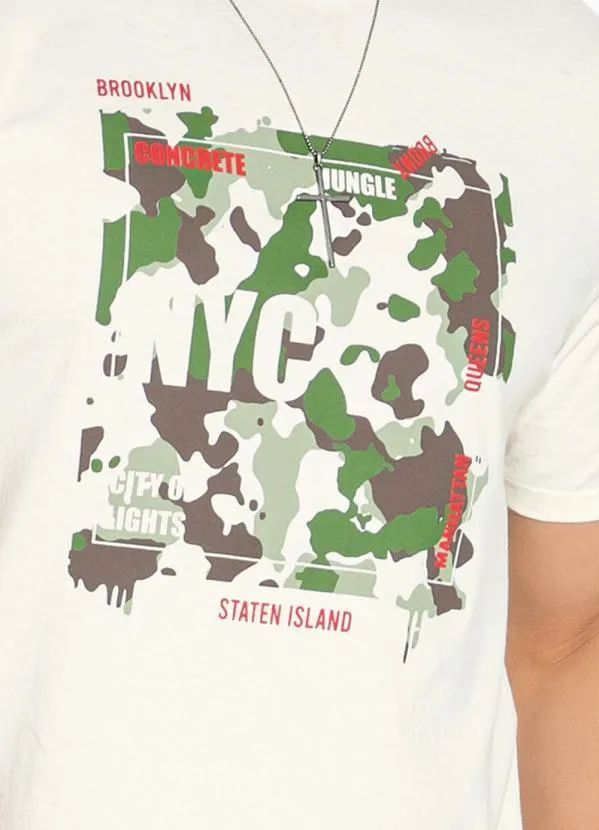 Moda Pop - Camisa Off White com Estampa Localizada 3