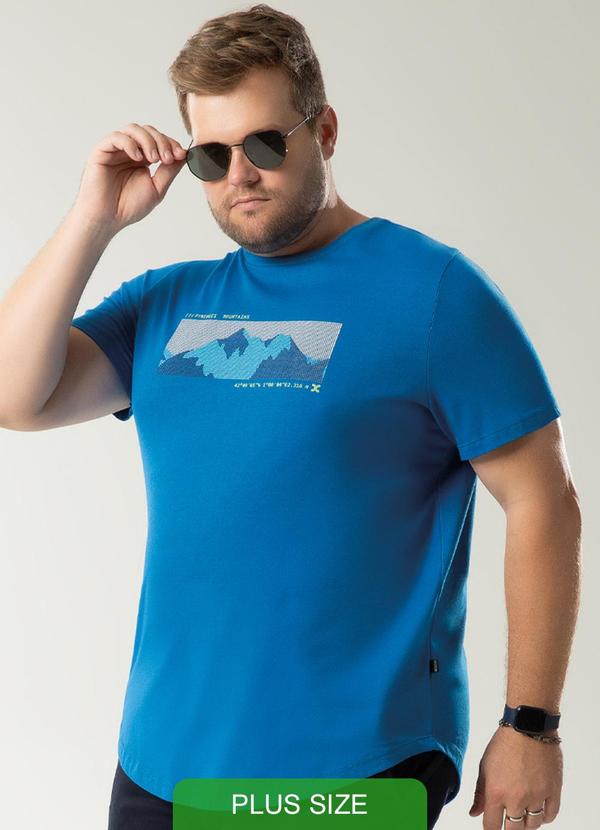 Exco - Camisa Polo Estampada com Relevo Azul