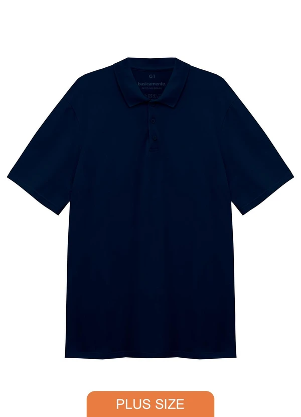 Basicamente - Camisa Polo Piquet Stretch Plus Masculina Azul