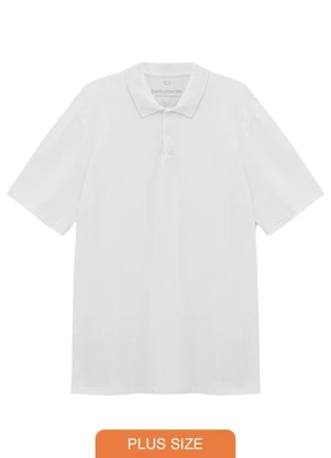 Basicamente - Camisa Polo Piquet Stretch Plus Masculina Branco - BASICAMENTE