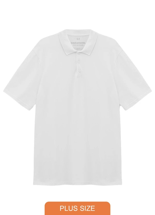 Basicamente - Camisa Polo Piquet Stretch Plus Masculina Branco