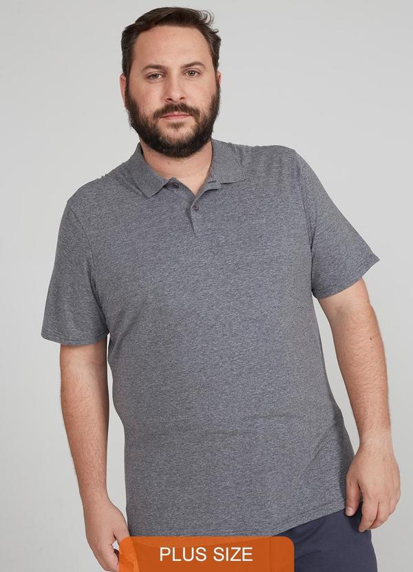 Basicamente - Camisa Polo Plus Masculina Mescla Escuro