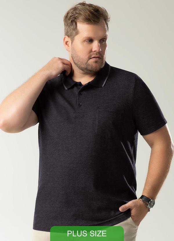 Exco - Camisa Polo Plus Size com Bordado Preto
