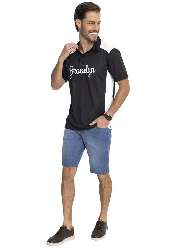 Actual - Camisa Polo Preto em New Crepe 3