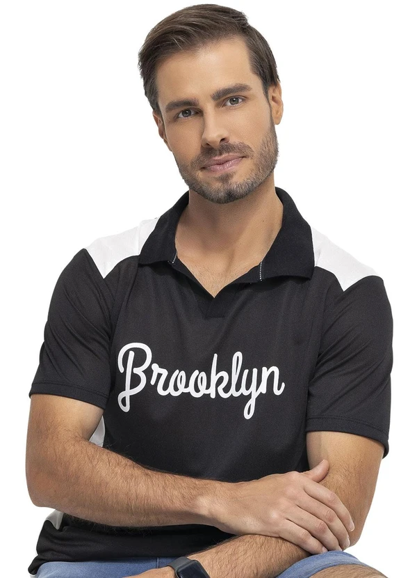 Actual - Camisa Polo Preto em New Crepe 5