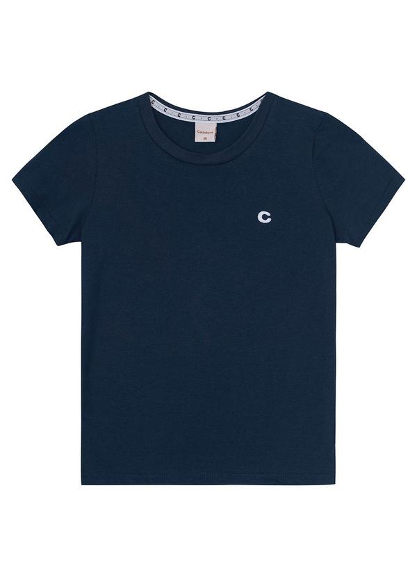 Carinhoso - Camiseta Azul em Algodão com Bordado Menino