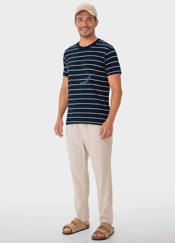 Malwee - Camiseta Azul Marinho Listrada com Embossing 2