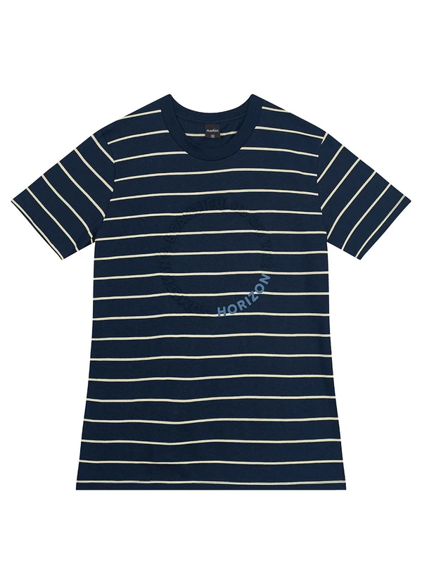 Malwee - Camiseta Azul Marinho Listrada com Embossing 3