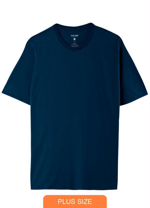 Malwee Plus - Camiseta Azul Marinho Masculina em Malha Plus