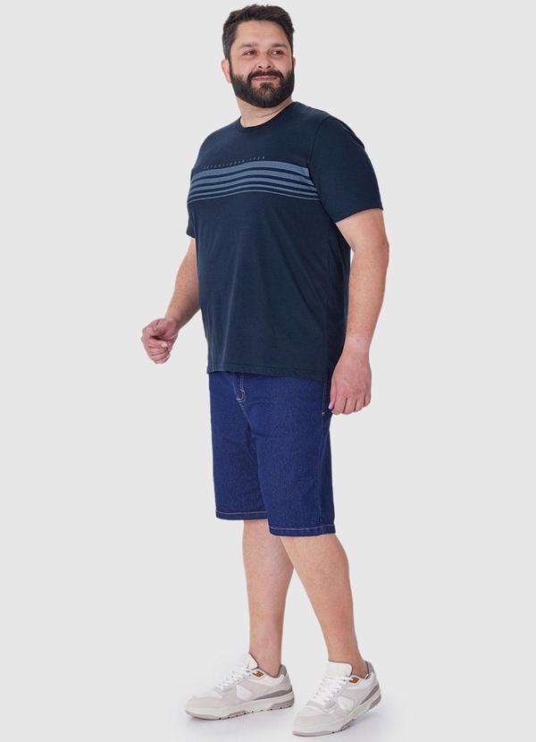 Malwee Plus - Camiseta Azul Marinho Regular com Listras 3