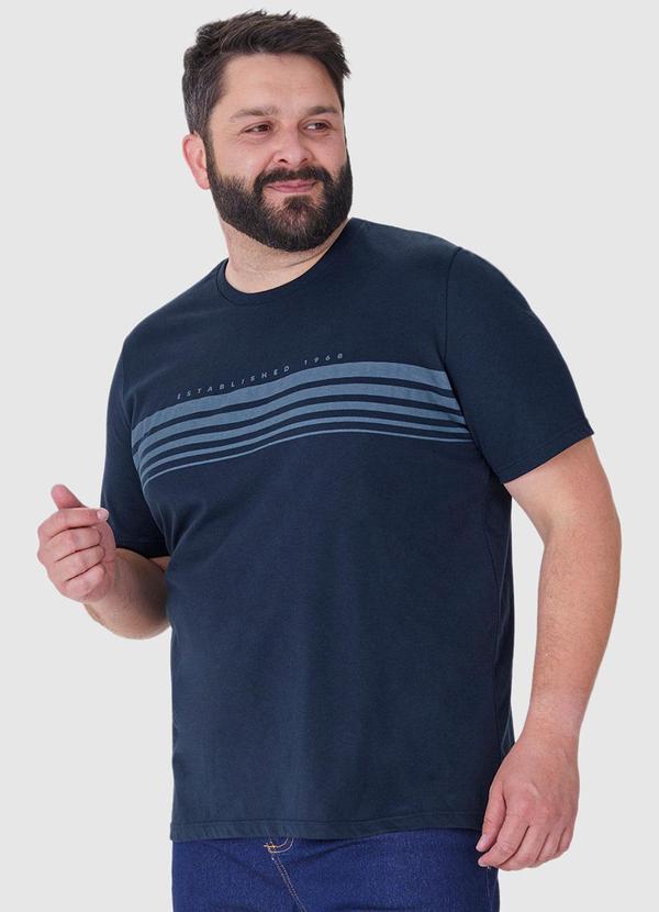 Malwee Plus - Camiseta Azul Marinho Regular com Listras 4