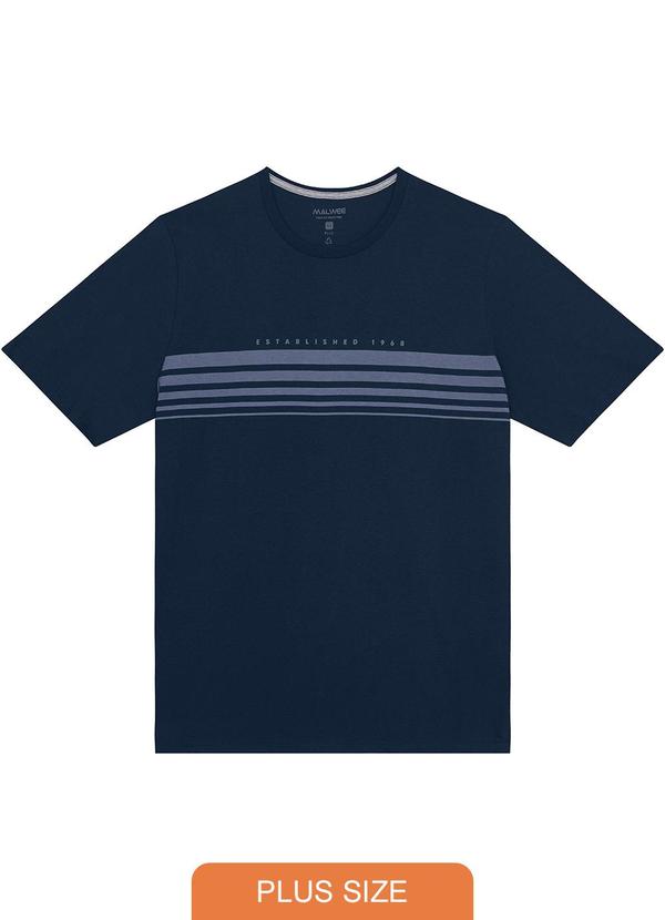 Malwee Plus - Camiseta Azul Marinho Regular com Listras 6