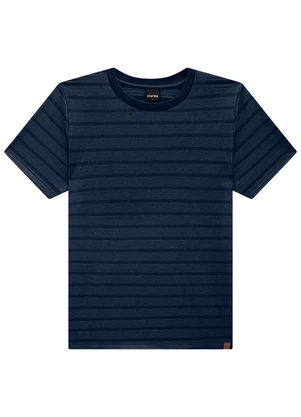 Enfim - Camiseta Azul Marinho Regular Listrada - ENFIM