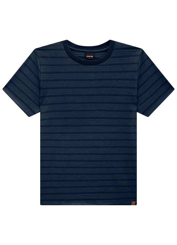 Enfim - Camiseta Azul Marinho Regular Listrada