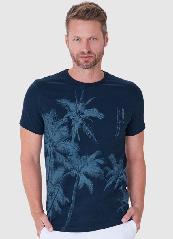 Malwee - Camiseta Azul Marinho Slim Coqueiros Malha