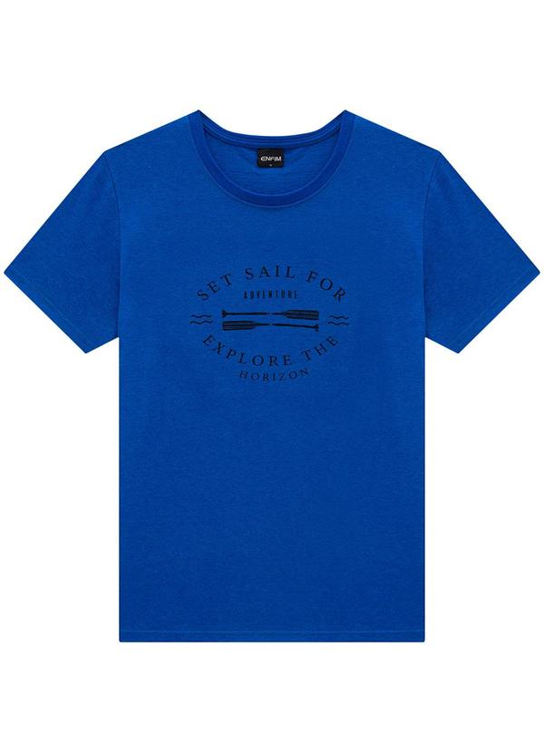 Enfim - Camiseta Azul Royal Slim em Linho
