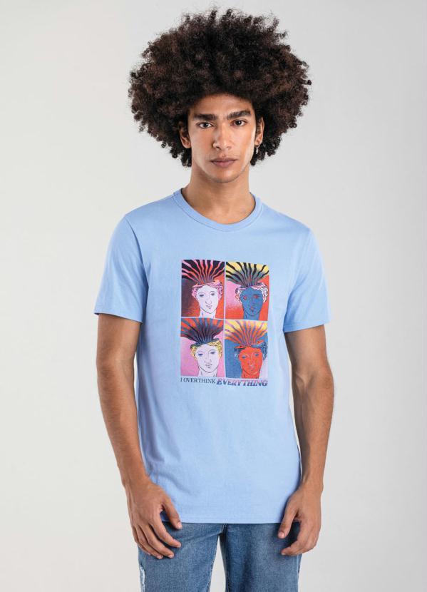 Enfim - Camiseta Azul Slim I Overthink Everything