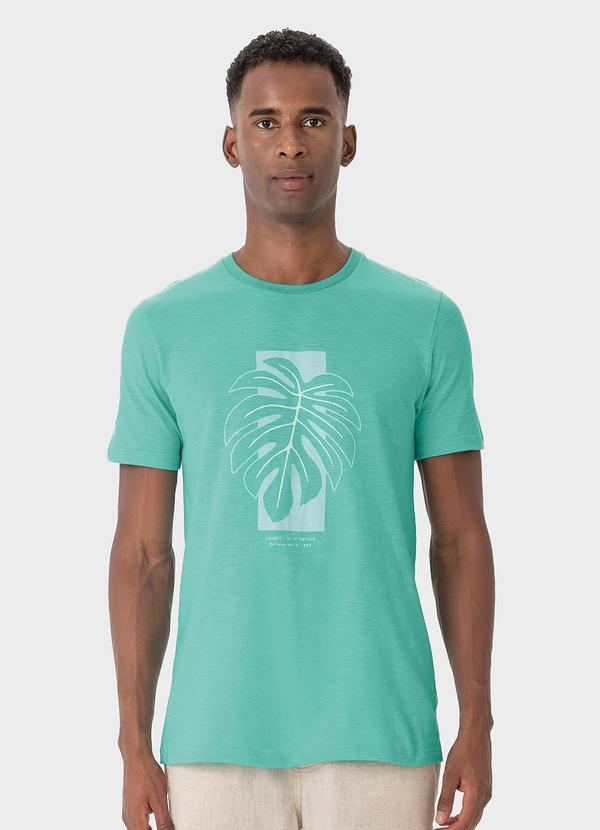 Malwee - Camiseta Azul Turquesa Slim Tropical em Flame