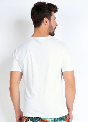 Actual - Camiseta Básica com Detalhe Bordado Branca - ACTUAL