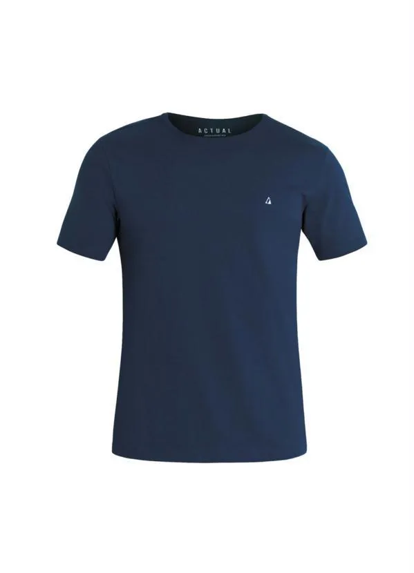 Actual - Camiseta Básica com Detalhe Bordado Marinho 3