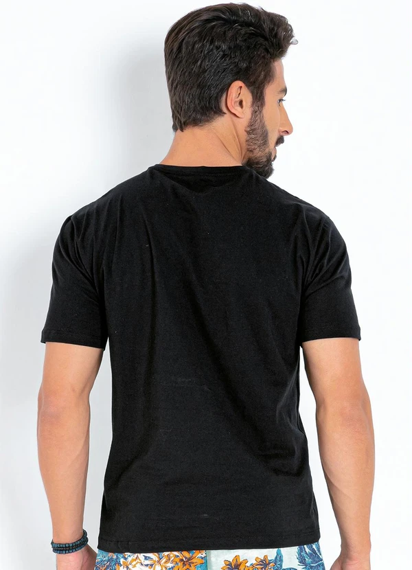 Actual - Camiseta Básica com Detalhe Bordado Preta 2