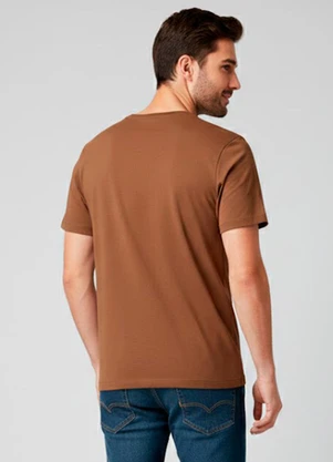 Rovitex - Camiseta Básica com Gola Redonda Marrom - ROVITEX