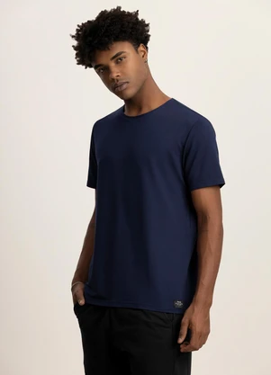 Fico - Camiseta Básica de Mangas Curtas em Malha Azul - FICO