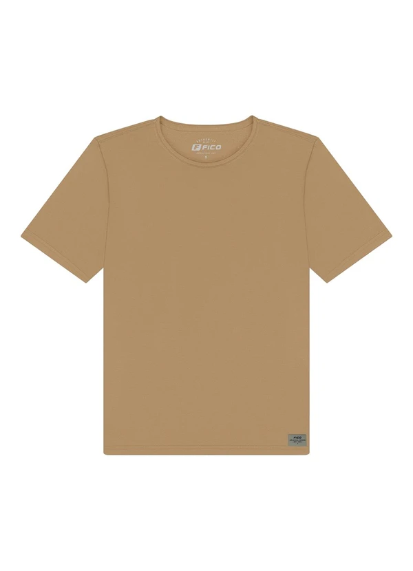 Fico - Camiseta Básica de Mangas Curtas em Malha Bege