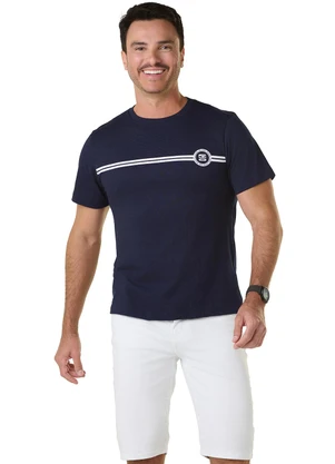 Outlet - Camiseta Básica Duo List Azul - OUTLET