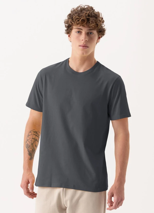 Fico - Camiseta Básica em Malha Cotton Cinza