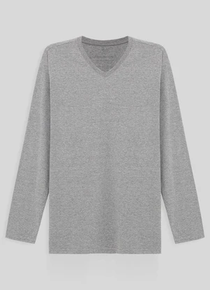 Basicamente - Camiseta Básica Gola V Manga Longa Plus Masculina - BASICAMENTE