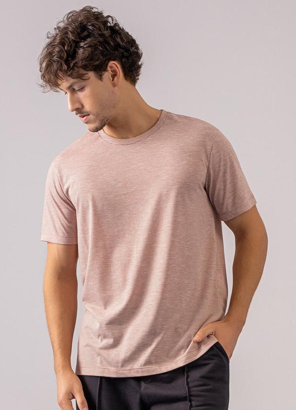 Just Basic - Camiseta Básica Malha Listrada Marrom