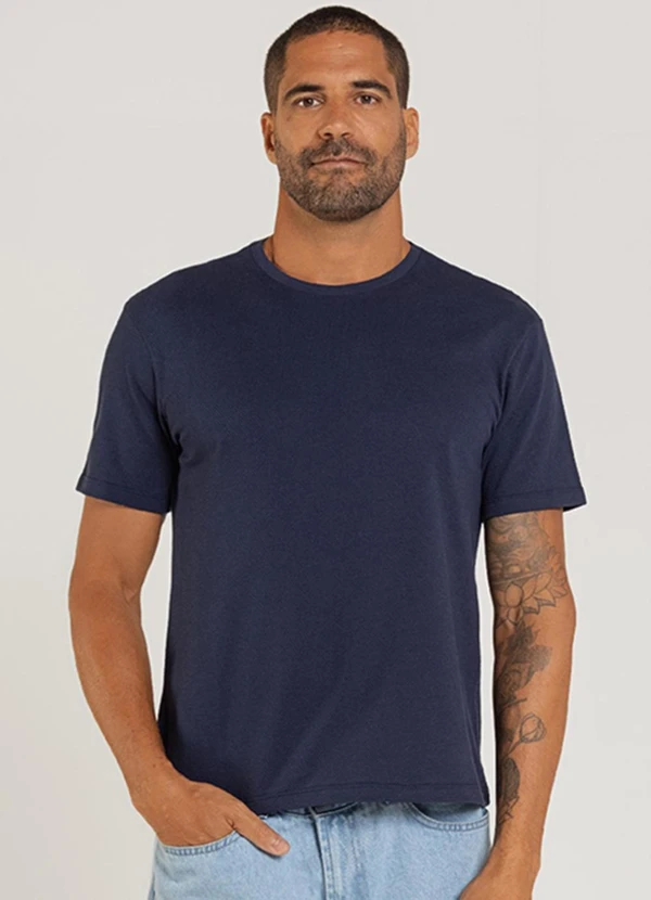 Just Basic - Camiseta Básica Masculina Azul Marinho