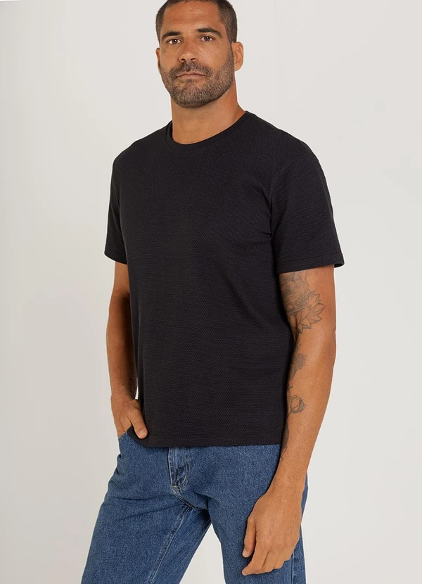 Just Basic - Camiseta Básica Masculina Preto 4