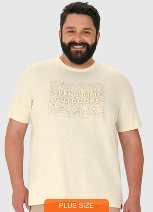 Malwee - Camiseta Bege Spend Time Outdoors em Linho - MALWEE