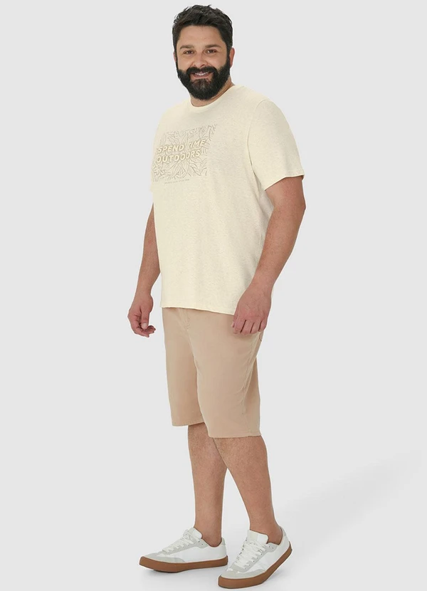 Malwee - Camiseta Bege Spend Time Outdoors em Linho 3