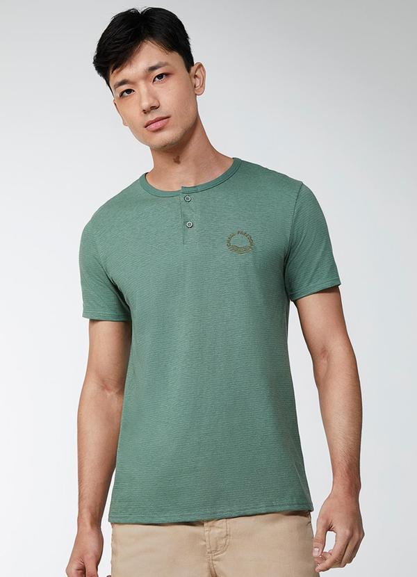 Enfim - Camiseta Bordado Linho Masculina Verde Menta