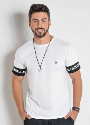 Actual - Camiseta Branca com Estampa Costas e Mangas - ACTUAL