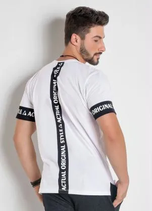 Actual - Camiseta Branca com Estampa Costas e Mangas - ACTUAL