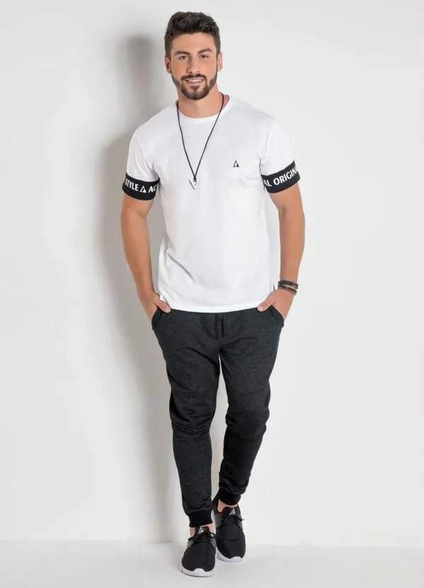 Actual - Camiseta Branca com Estampa Costas e Mangas 3