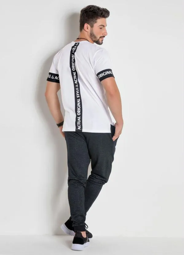Actual - Camiseta Branca com Estampa Costas e Mangas 4