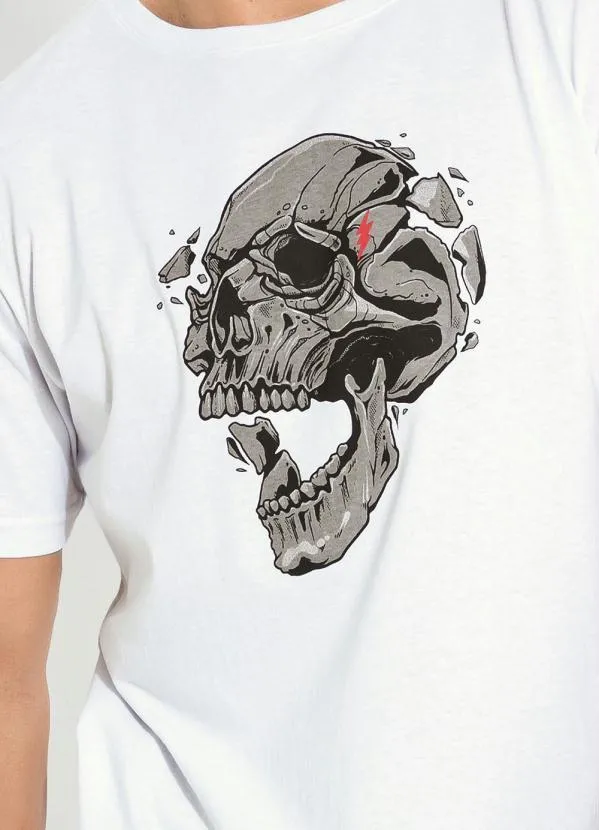 Moda Pop - Camiseta Branca com Estampa Frontal Caveira 3