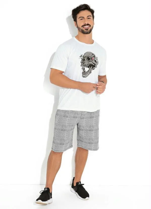 Moda Pop - Camiseta Branca com Estampa Frontal Caveira 4